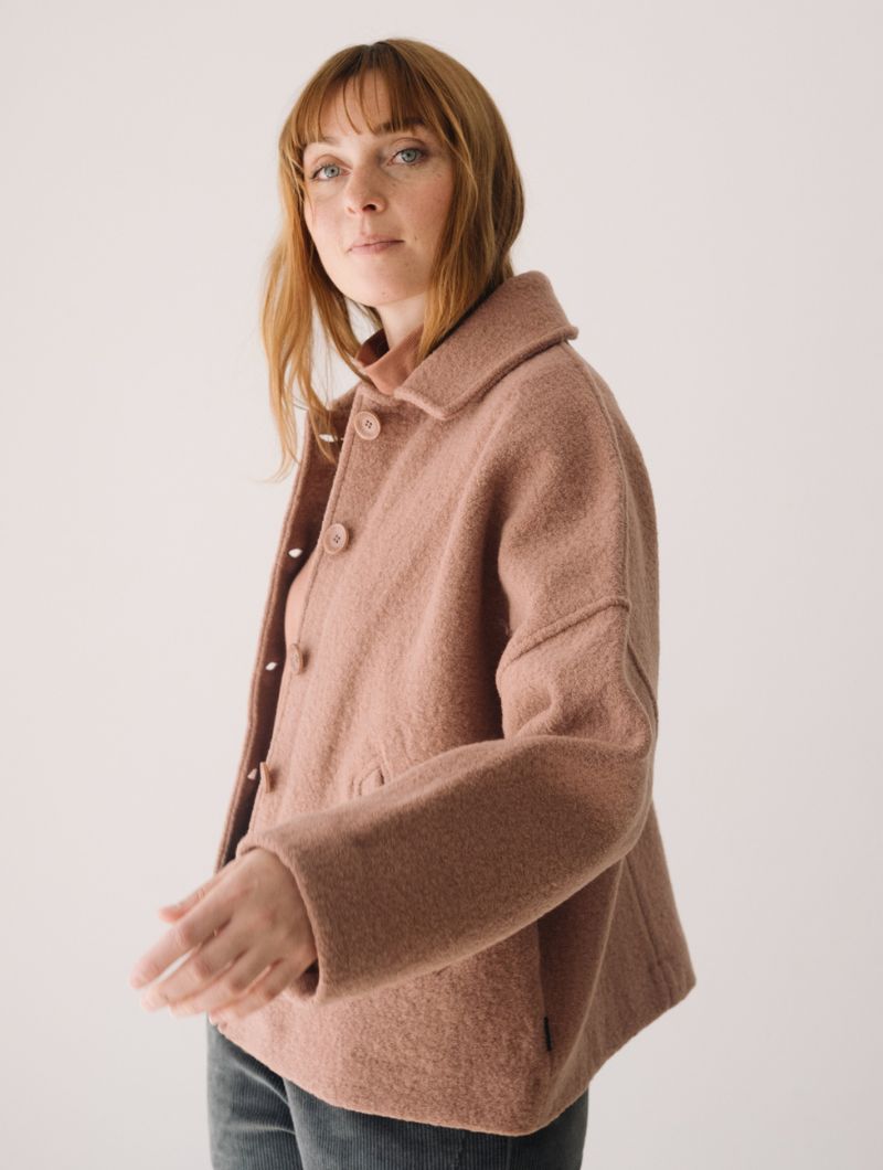 Abrigo corto rosa 100% lana merino - Imagen 5