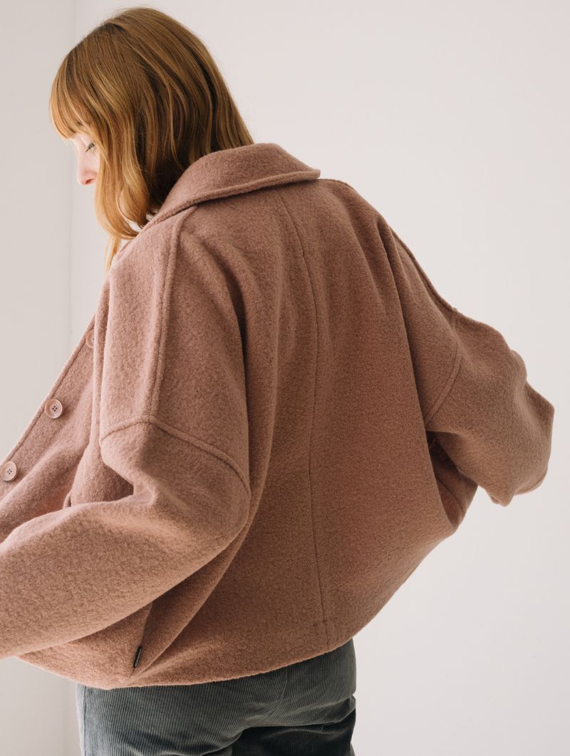 Abrigo corto rosa 100% lana merino - Imagen 4