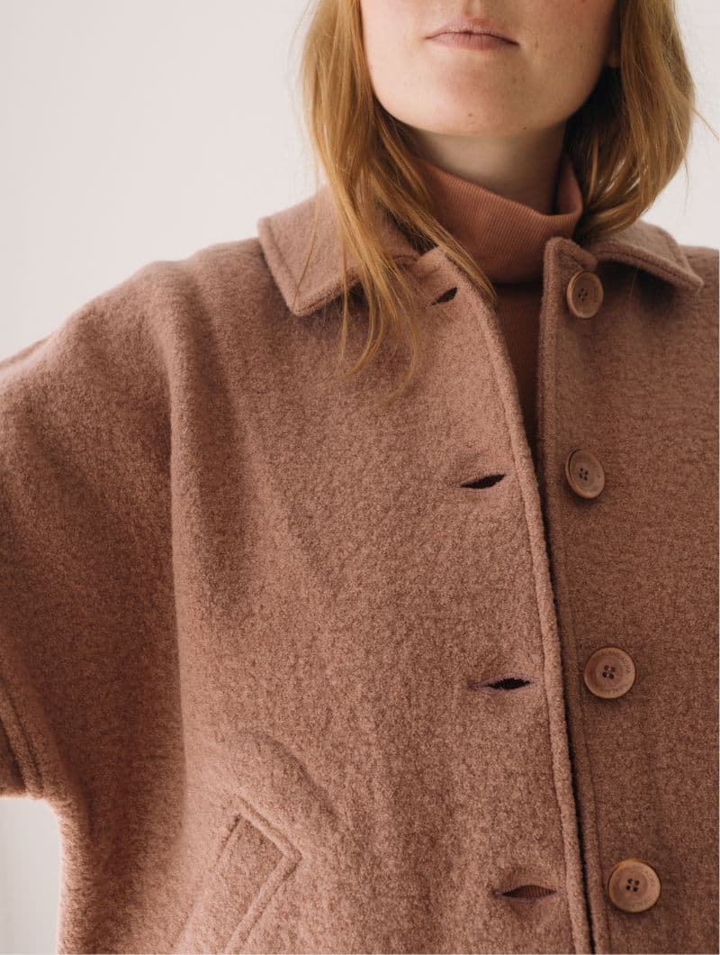 Abrigo corto rosa 100% lana merino - Imagen 6