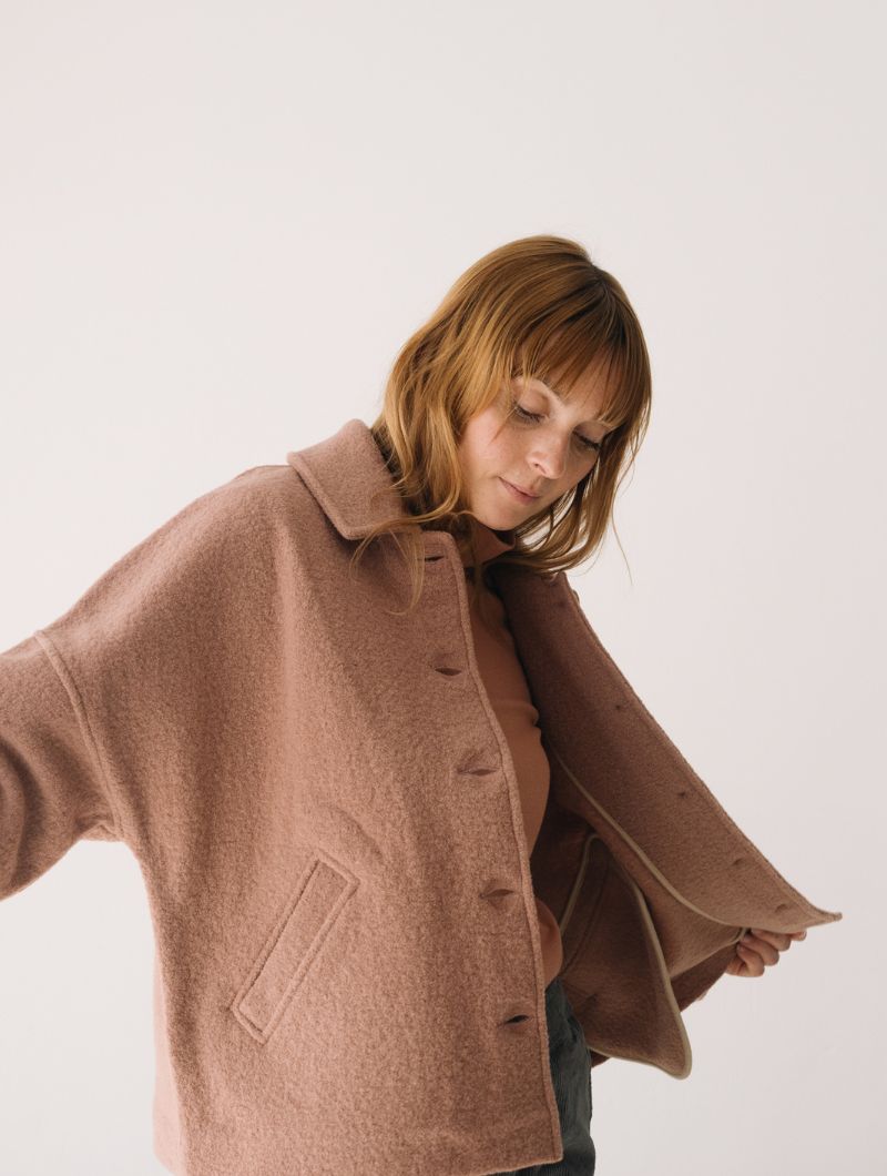 Abrigo corto rosa 100% lana merino - Imagen 7