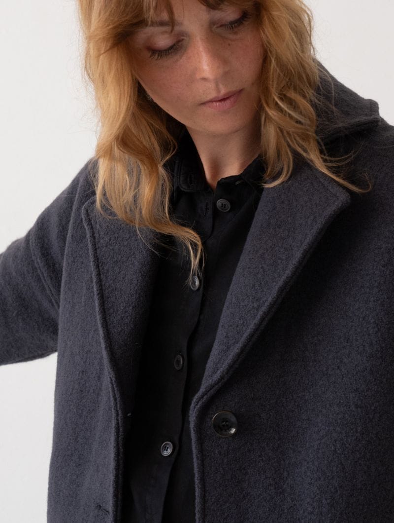 Abrigo lana merino mujer gris oscuro - Imagen 3