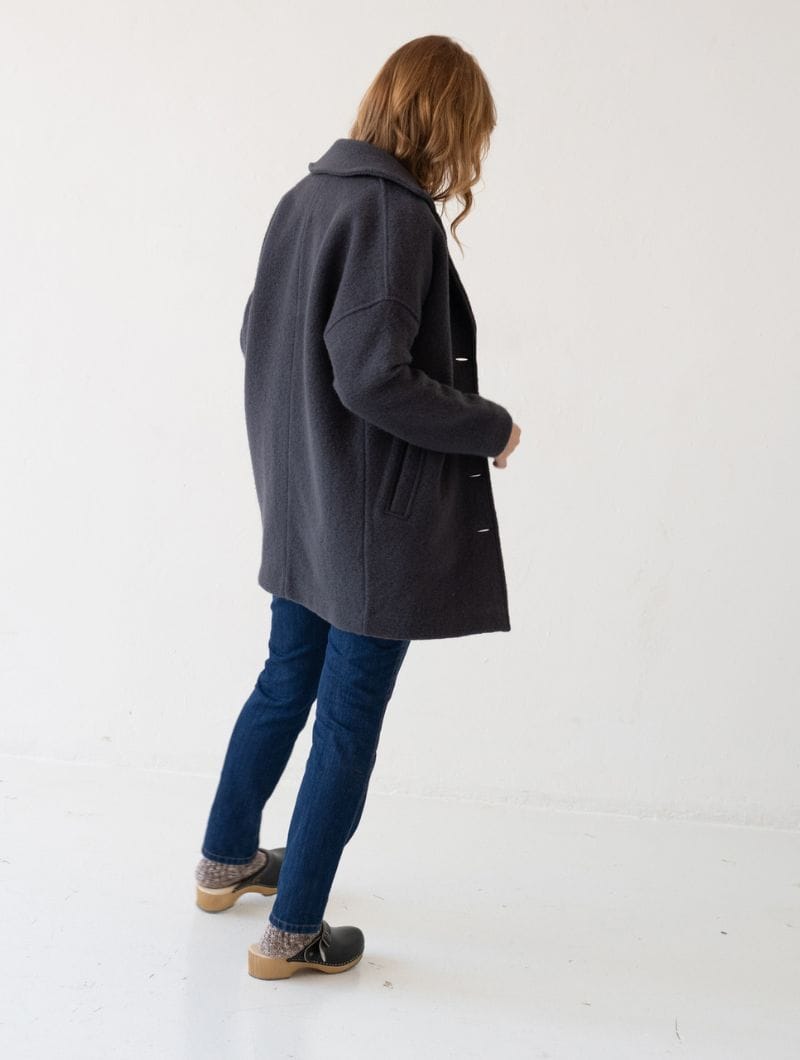 Abrigo lana merino mujer gris oscuro - Imagen 5