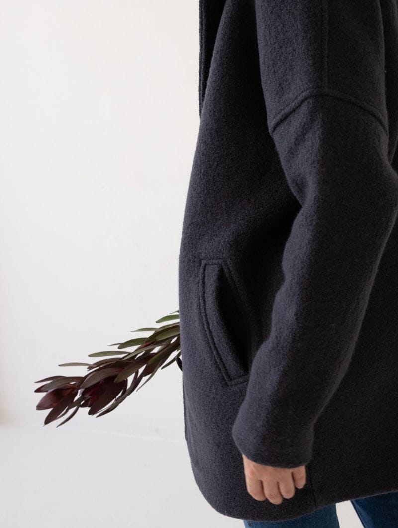 Abrigo lana merino mujer gris oscuro - Imagen 6