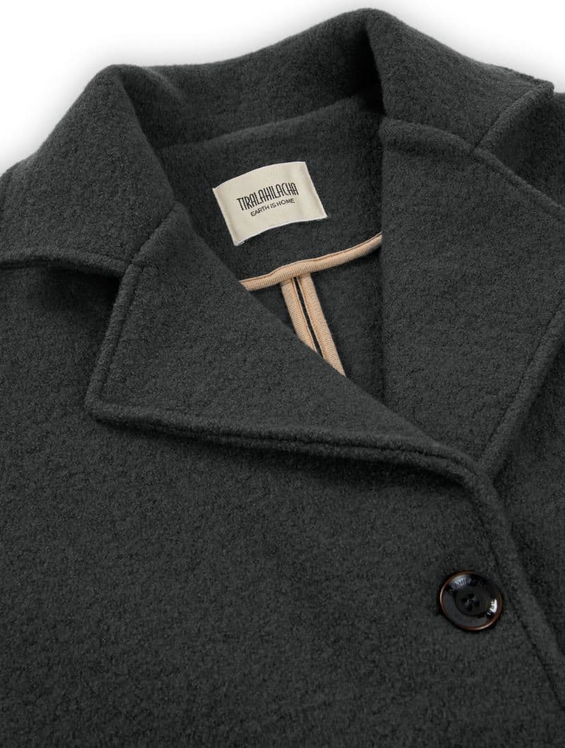 Abrigo lana merino mujer gris oscuro - Imagen 9