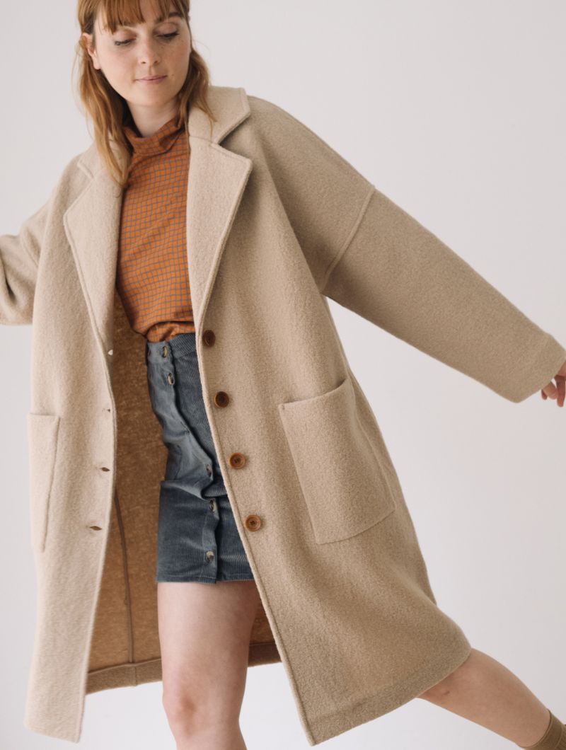 Abrigo largo beige 100% lana merino