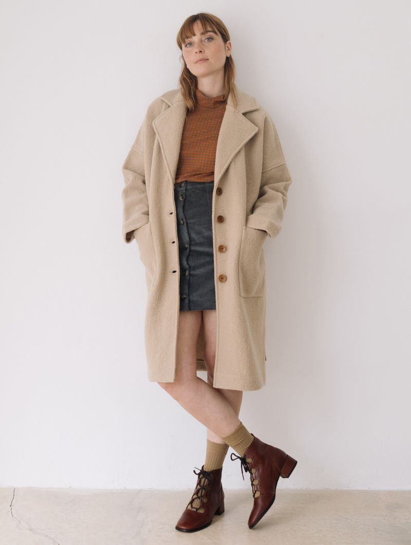 Abrigo largo beige 100% lana merino - Imagen 4