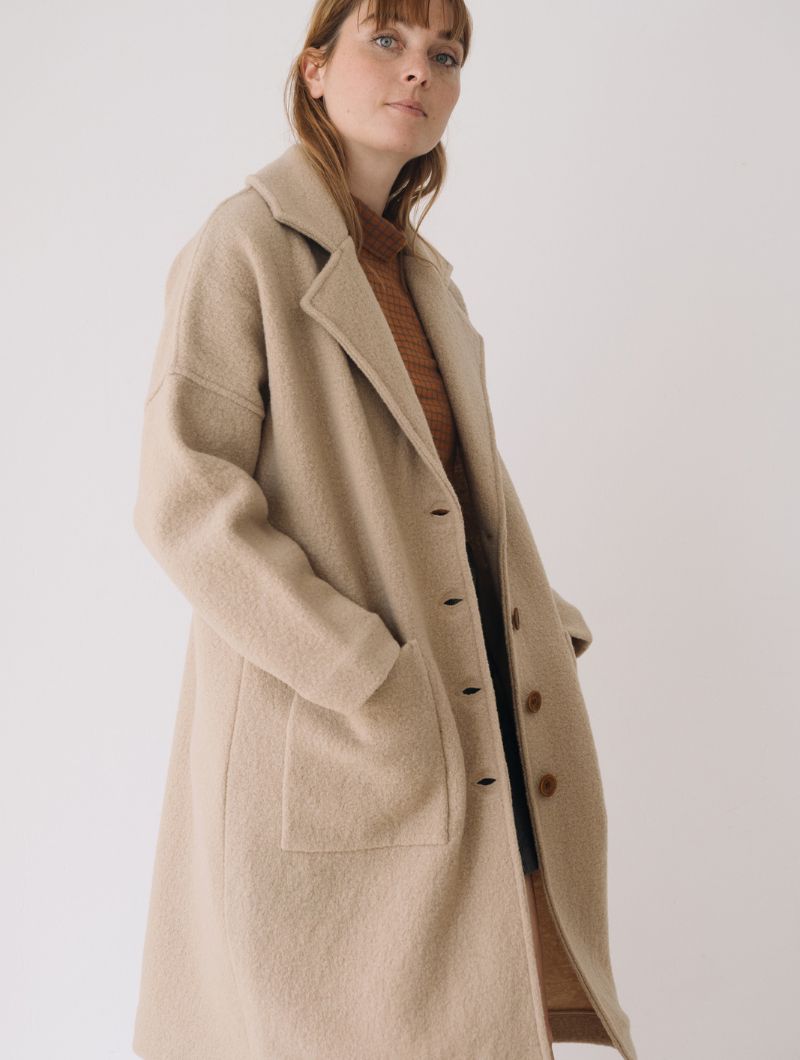 Abrigo largo beige 100% lana merino - Imagen 5