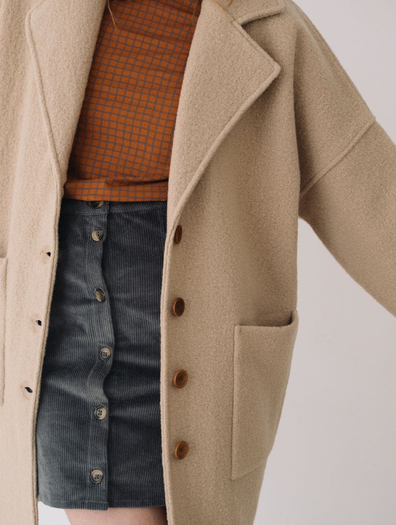 Abrigo largo beige 100% lana merino - Imagen 6