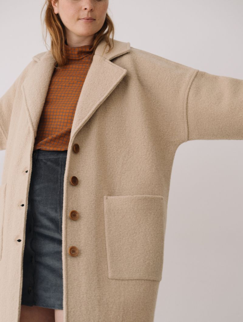 Abrigo largo beige 100% lana merino - Imagen 3