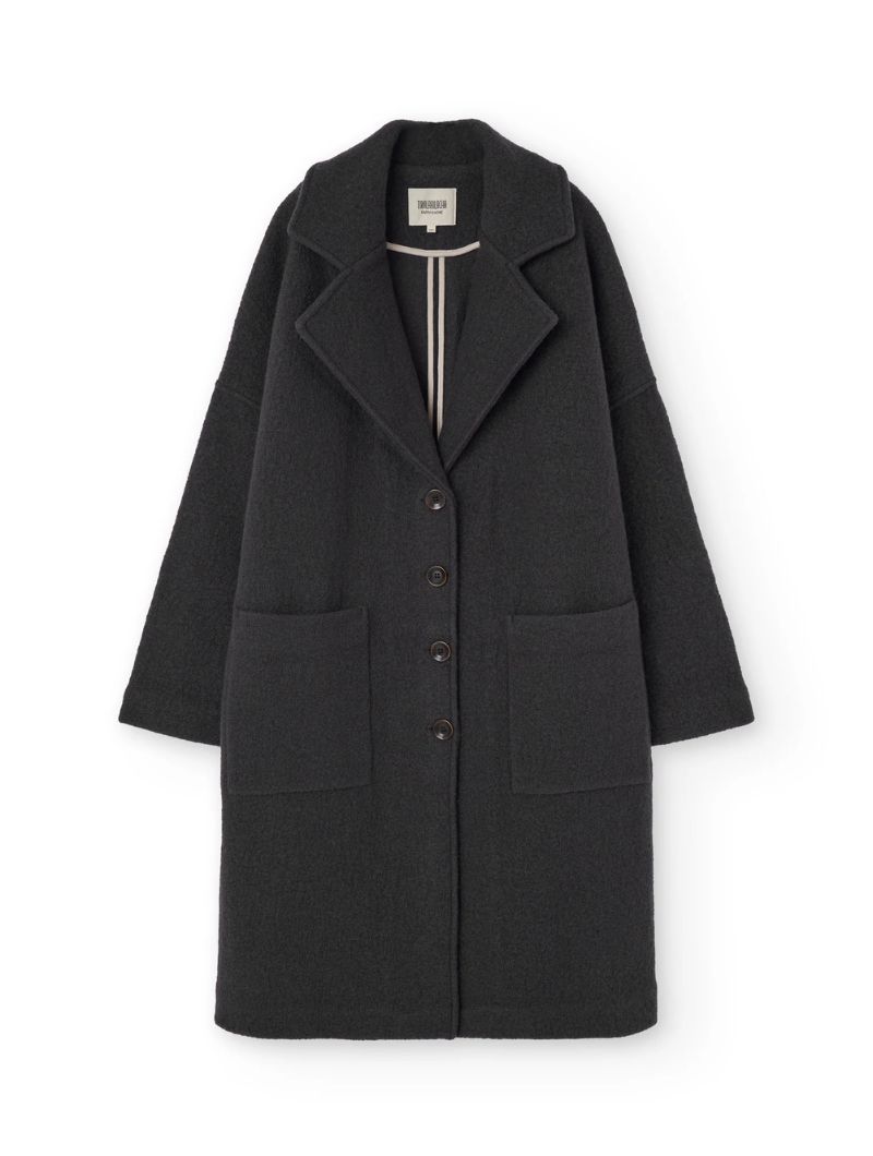 Abrigo largo negro de lana merino - Imagen 8