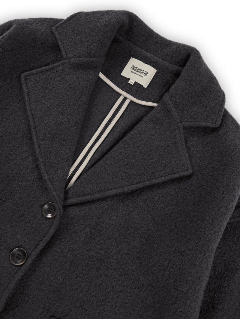 Abrigo largo negro de lana merino - Imagen 9