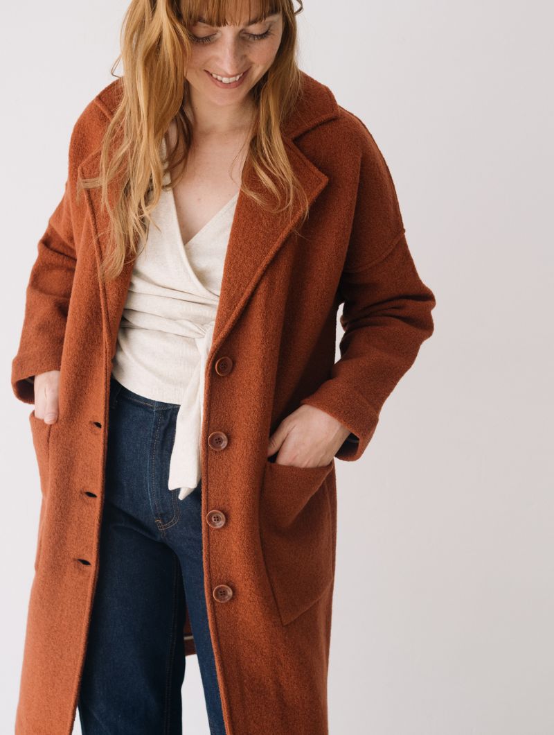 Abrigo largo rojo de lana merino - Imagen 2