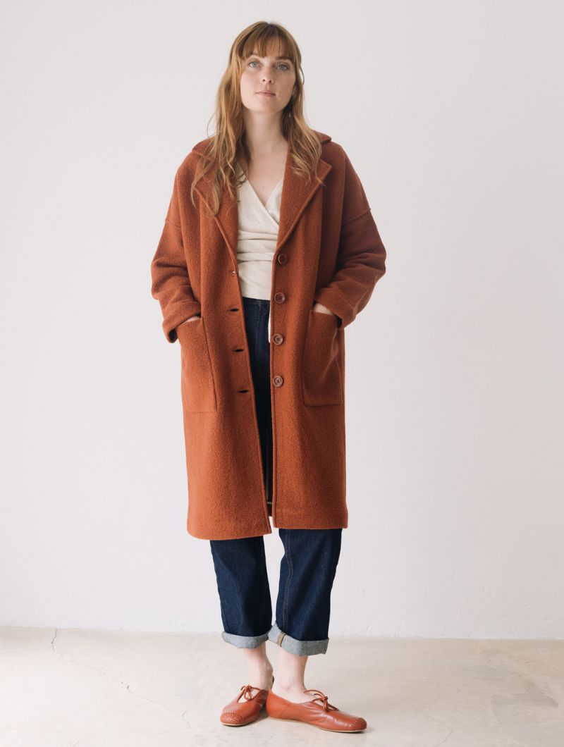 Abrigo largo rojo de lana merino - Imagen 4