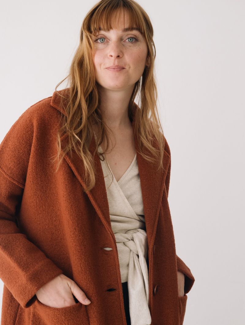 Abrigo largo rojo de lana merino - Imagen 5