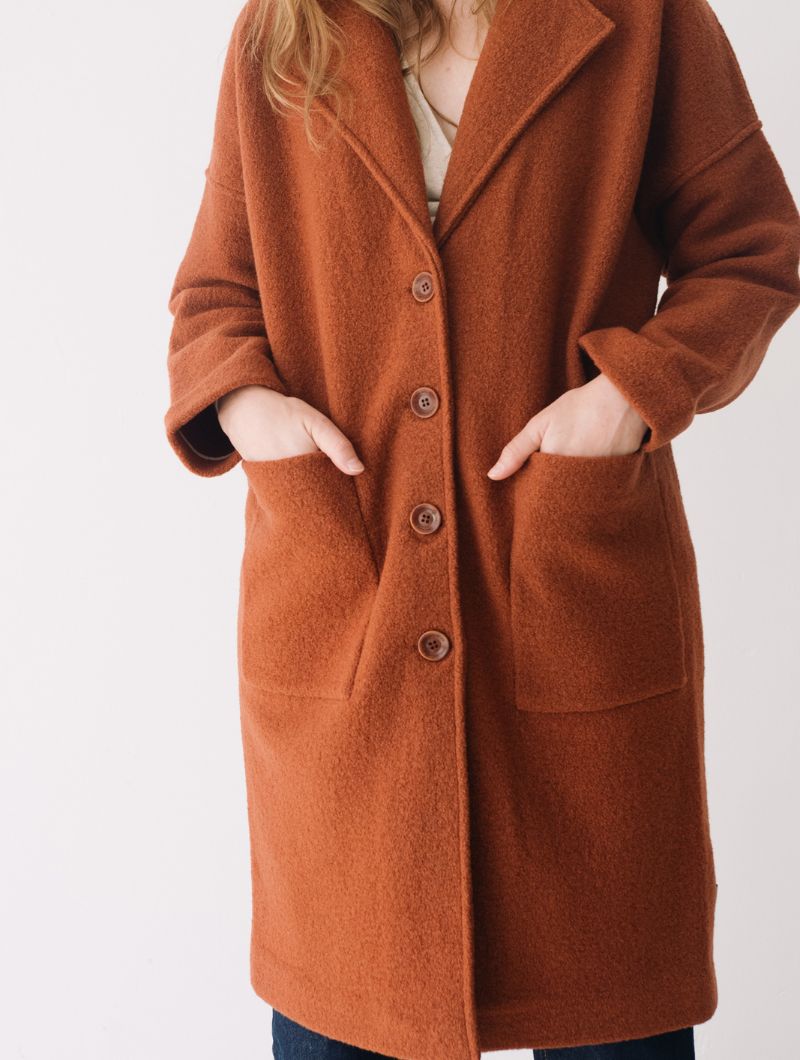 Abrigo largo rojo de lana merino - Imagen 3