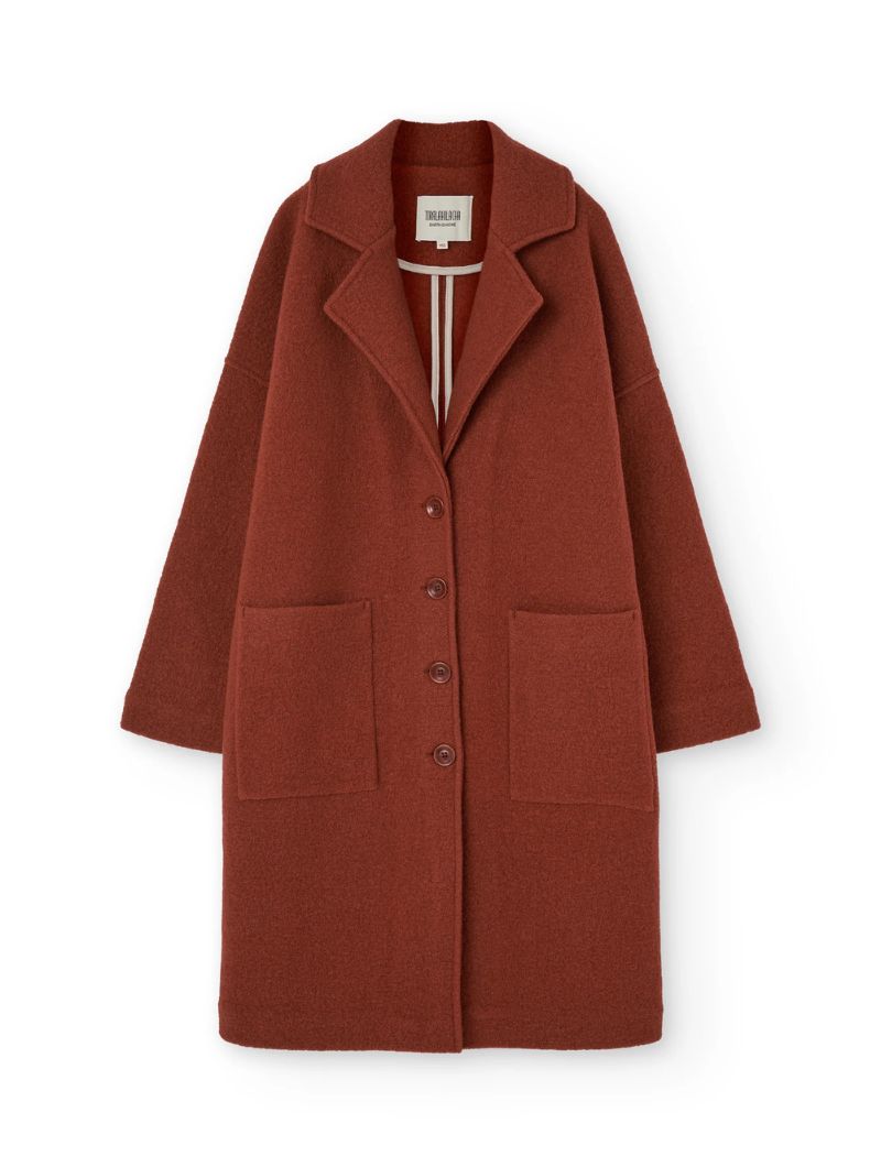 Abrigo largo rojo de lana merino - Imagen 7