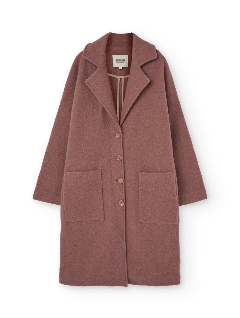 Abrigo largo rosa de lana merino - Imagen 6