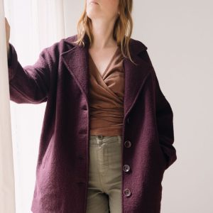 Abrigo oversize púrpura 100% lana merino
