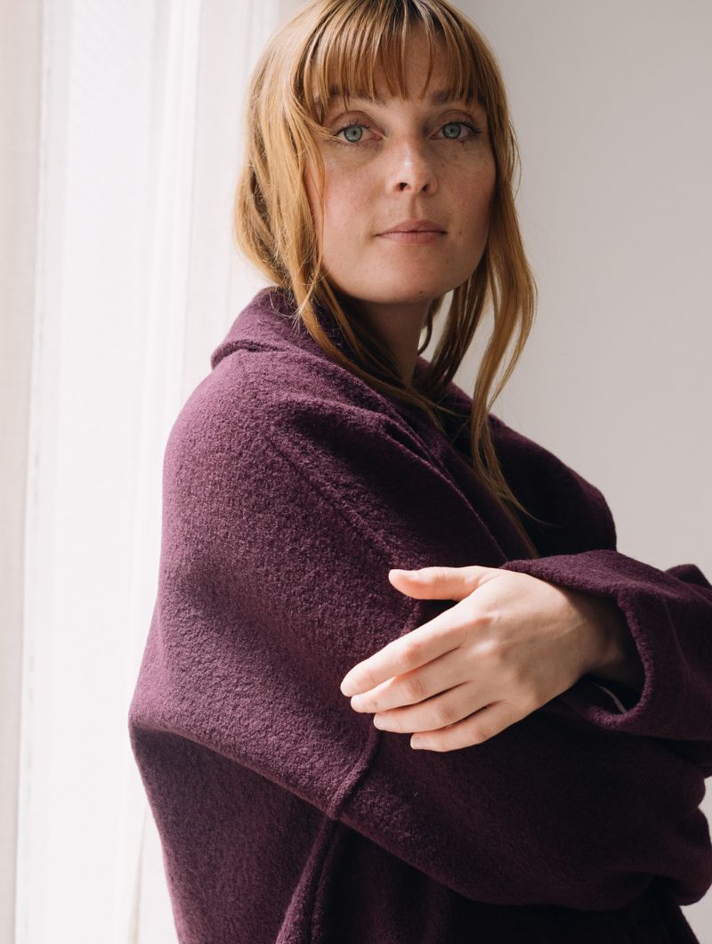 Abrigo oversize púrpura 100% lana merino - Imagen 5