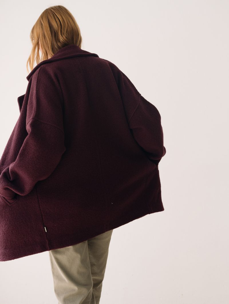 Abrigo oversize púrpura 100% lana merino - Imagen 4