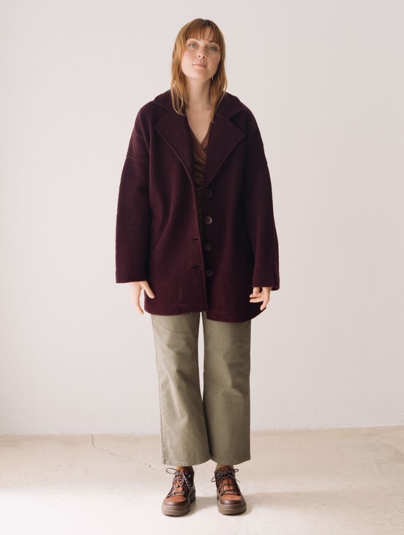 Abrigo oversize púrpura 100% lana merino - Imagen 7