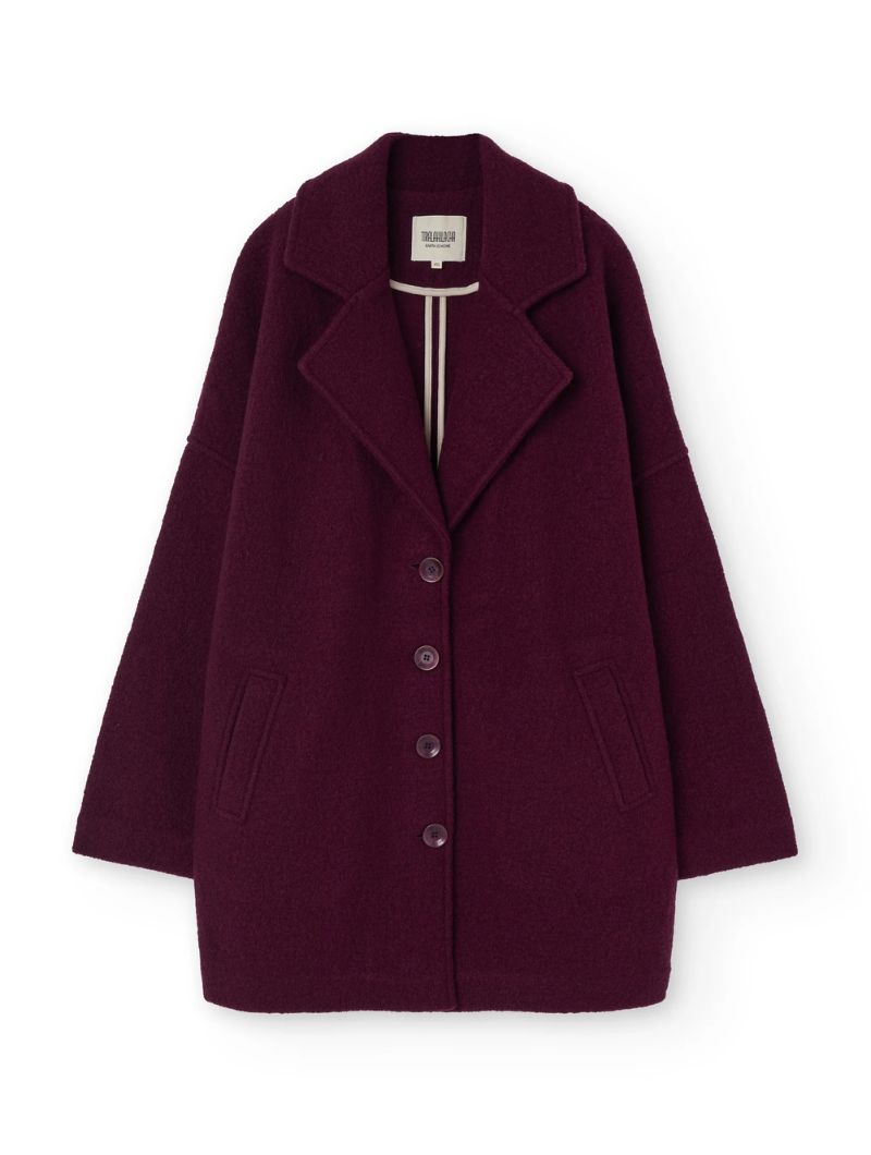 Abrigo oversize púrpura 100% lana merino - Imagen 8