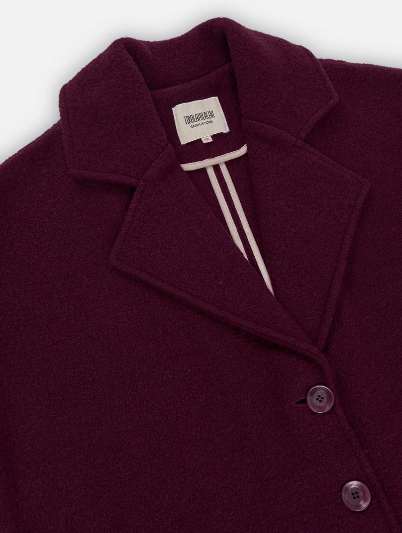 Abrigo oversize púrpura 100% lana merino - Imagen 9