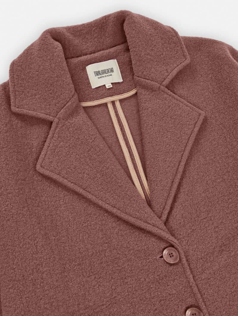 Abrigo oversize rosa de lana merino - Imagen 9