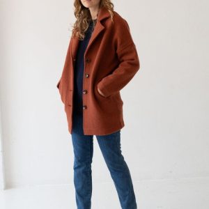 Abrigo rojo mujer 100% lana merino