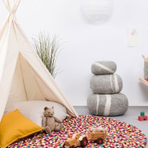 Alfombra redonda de bolas de colores