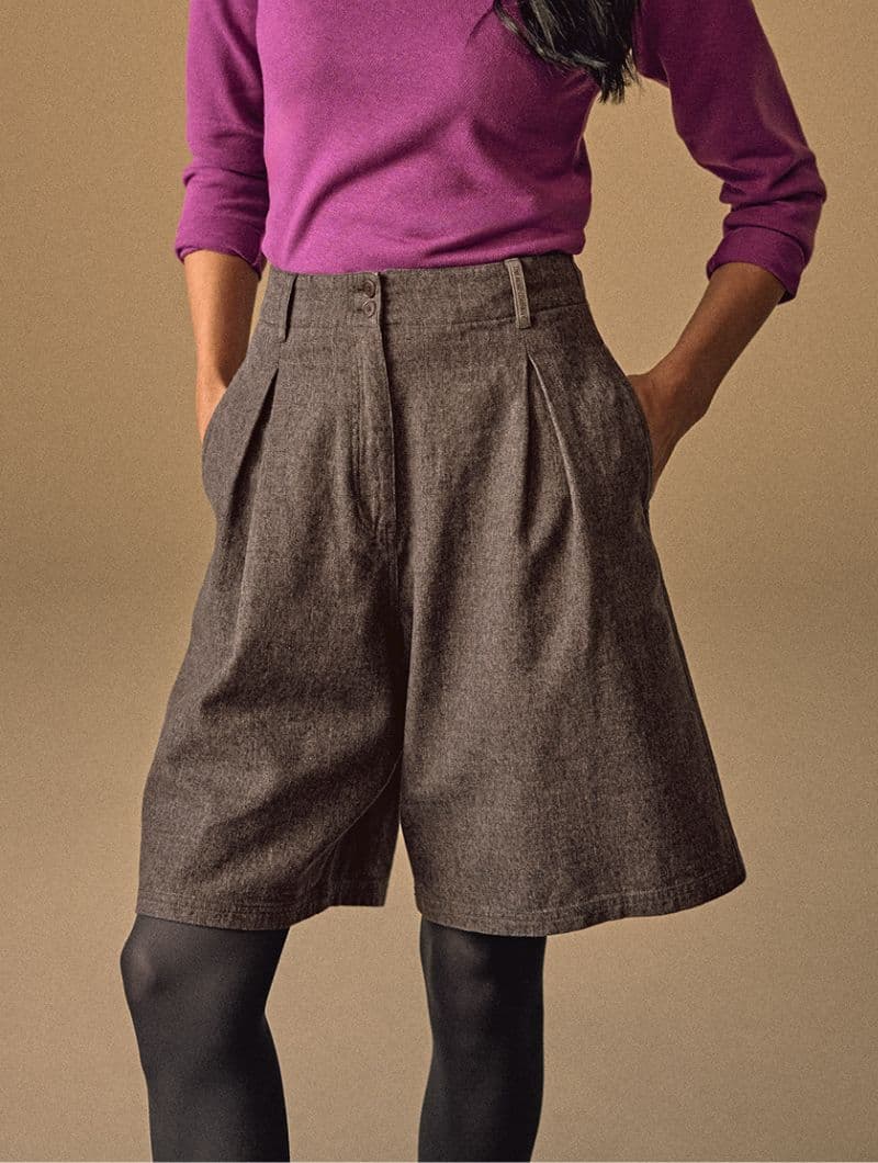 Bermudas oversize mujer de sarga ecológica