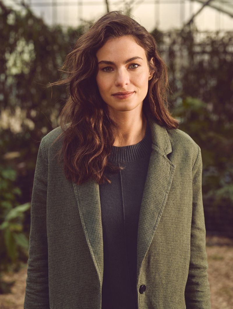 Blazer oversize pepita cáñamo y algodón orgánico mujer