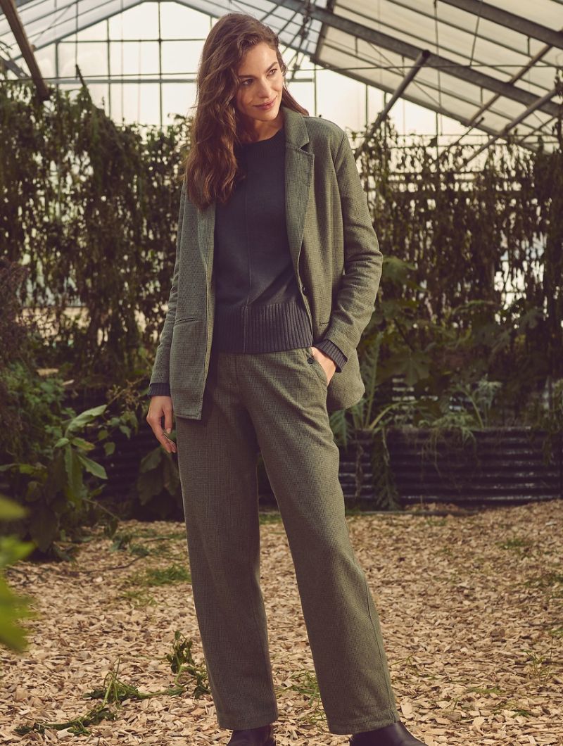 Blazer oversize pepita cáñamo y algodón orgánico mujer - Imagen 4