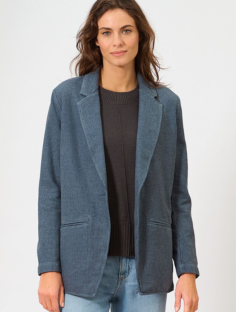 Blazer oversize pepita cáñamo y algodón orgánico mujer - Imagen 5