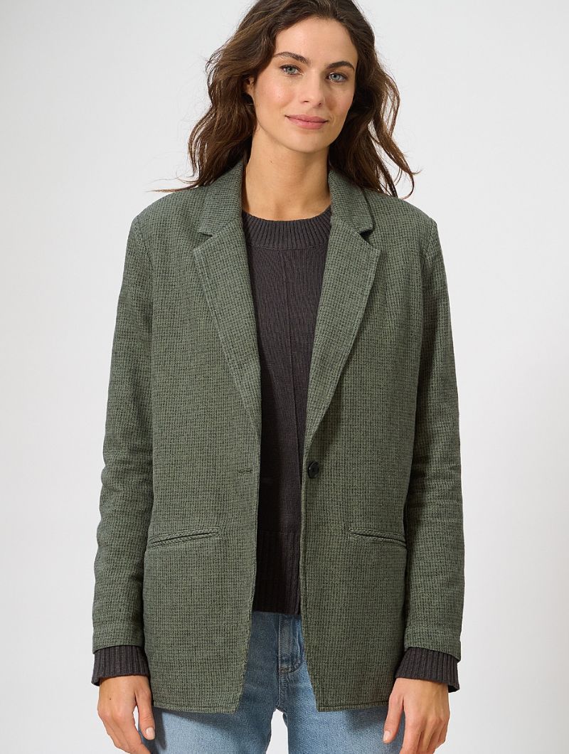 Blazer oversize pepita cáñamo y algodón orgánico mujer - Imagen 6