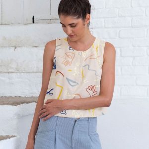 Blusa de lino y algodón orgánico estampada