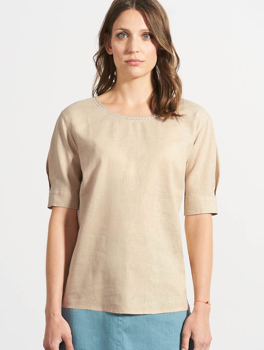 Blusa manga abullonada ecológica para mujer - Imagen 3