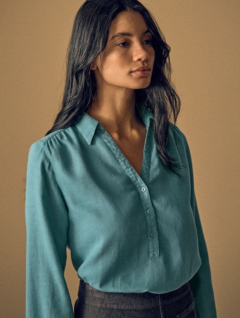 Blusa escote pico de cáñamo y algodón orgánico - Imagen 2