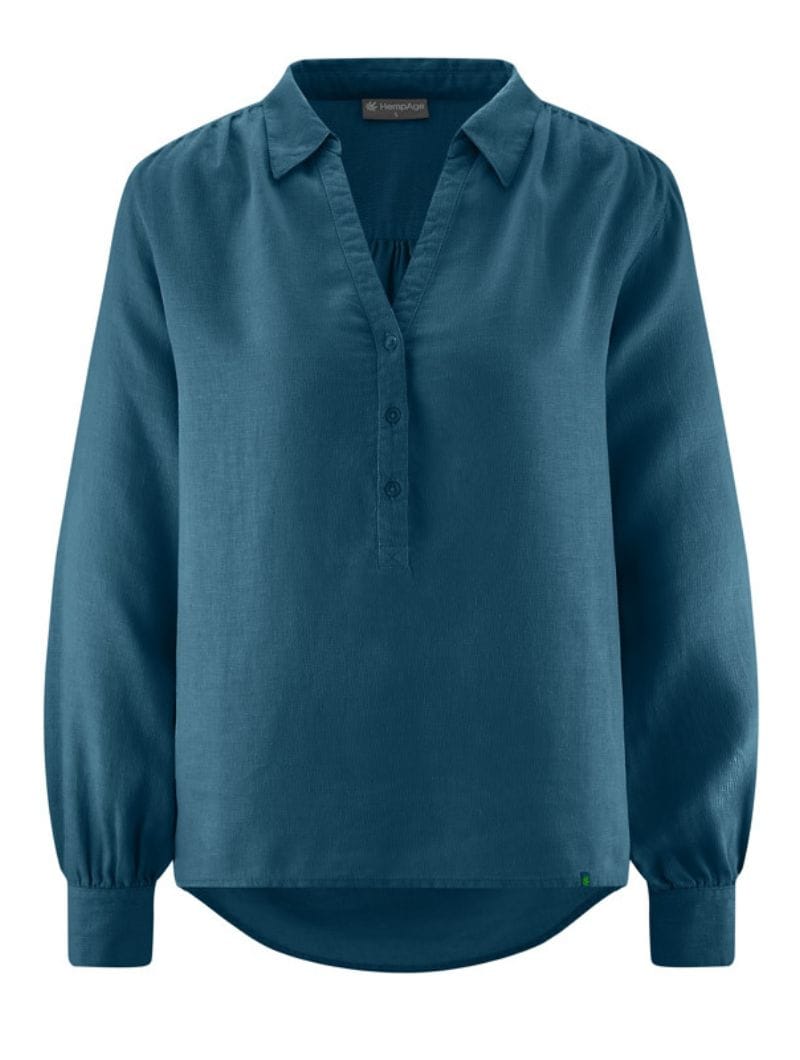 Blusa escote pico de cáñamo y algodón orgánico - Imagen 5