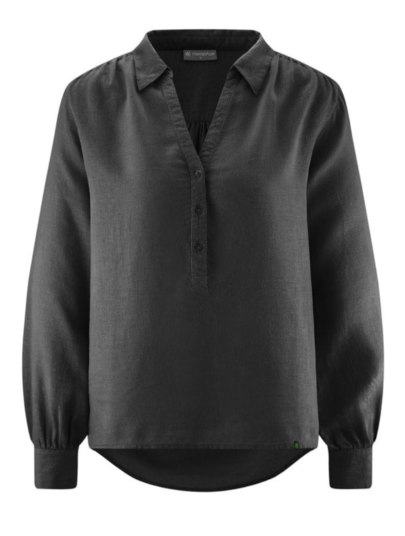 Blusa escote pico de cáñamo y algodón orgánico - Imagen 6