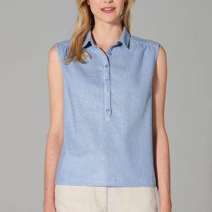 Blusa sin mangas sostenible con fruncido