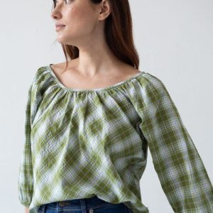 Blusa tartán verde de algodón orgánico