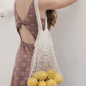 Bolsa de malla con asa larga 100% algodón orgánico