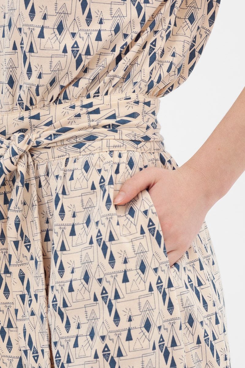 Vestido manga corta algodón orgánico tonos azules - Imagen 4