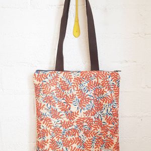 Bolso de tela tote con estampado de hojas