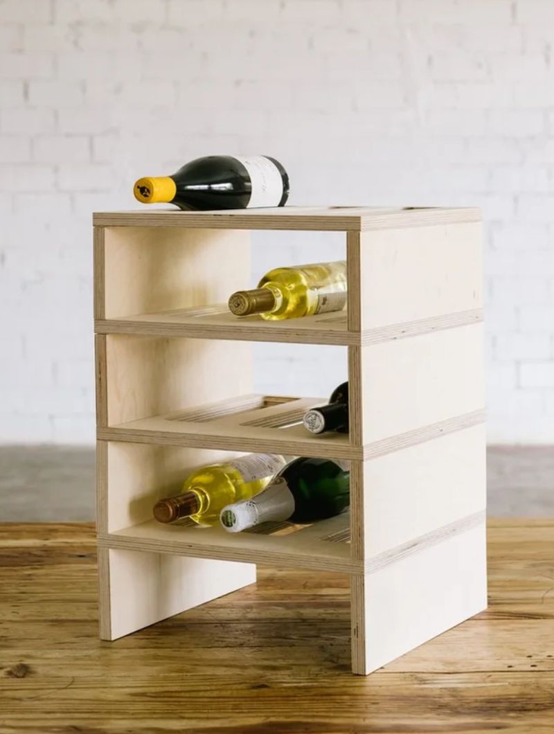 Botellero apilable de madera