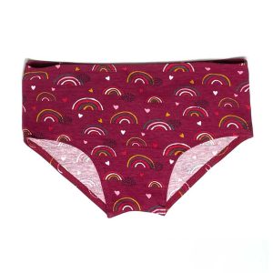 Bragas con estampado arcoíris granate de algodón orgánico