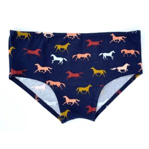 Bragas azul marino con caballos de algodón orgánico