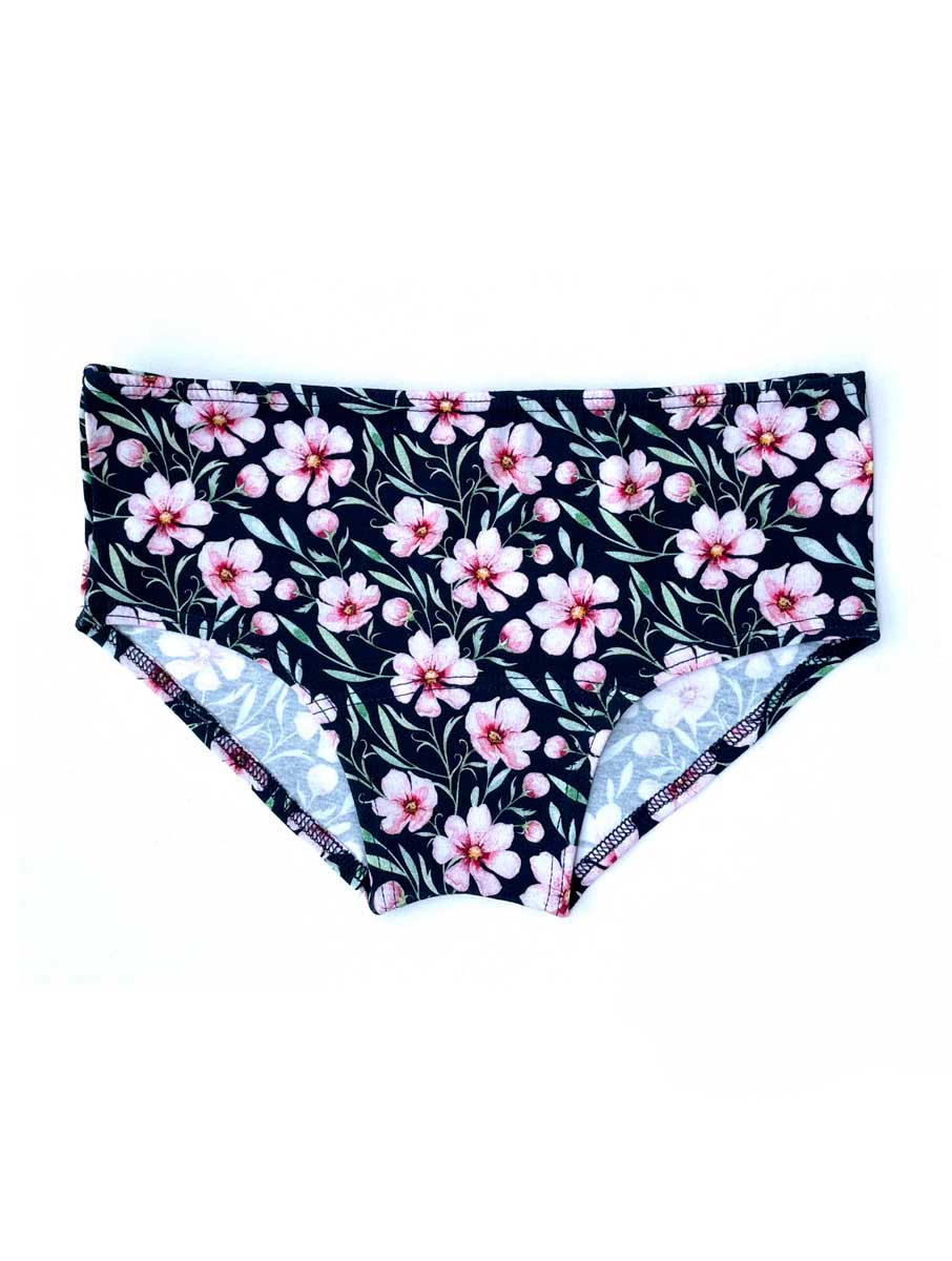 Bragas ecológicas color negro con flores - Imagen 2