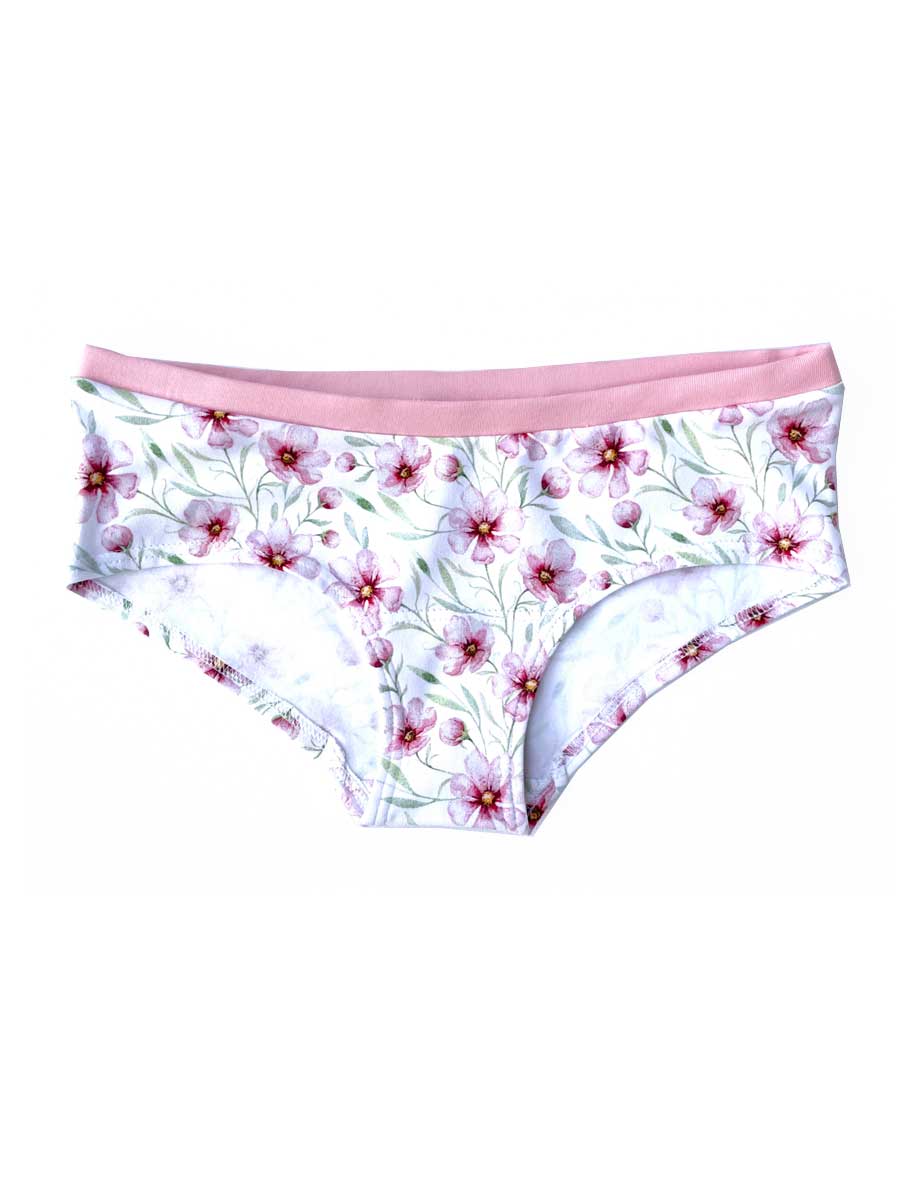 Braguitas algodón orgánico con flores rosas